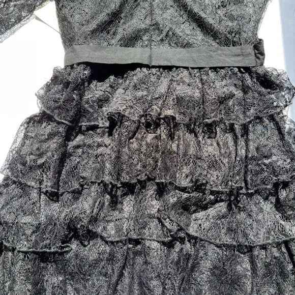 NWT Forever 21 Black Ruffled Lace Mini Dress (M) - Picture 7 of 7